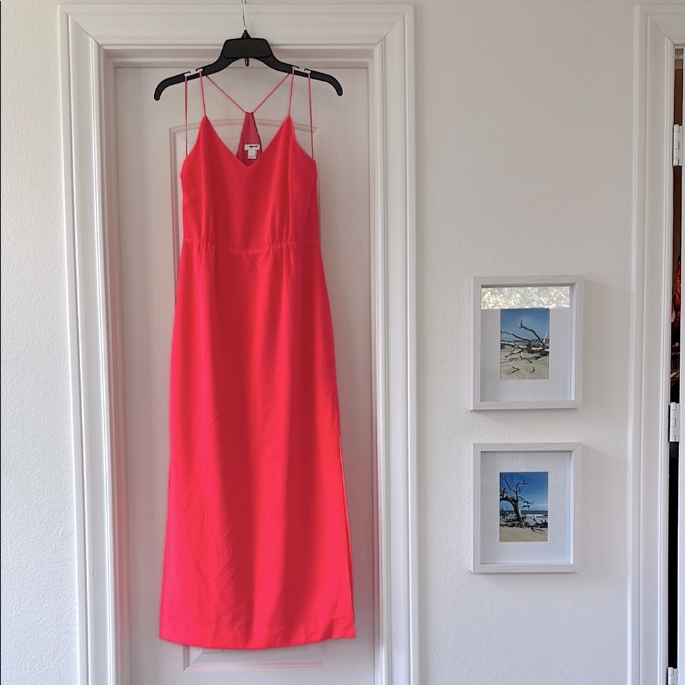 Pink Coral Spaghetti Strap Maxi Sundress